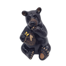 Black Bear Eating Honey Figurine Bee Hive 5.5 inch Tall New 54628