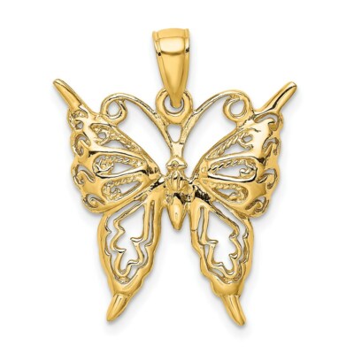 14K Yellow Gold 2-D Cut-Out Butterfly Pendant