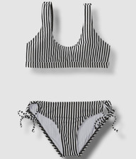  56 Splendid Girl's Black White Stripe Line In The Sand Two Piece Swimsuit 10