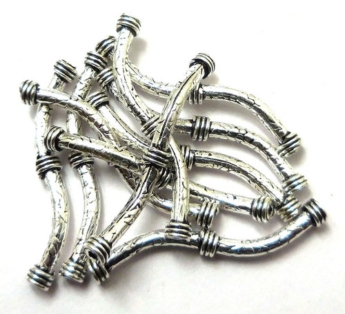 Perline in argento Sterling, perlina tubolare curva in argento S925