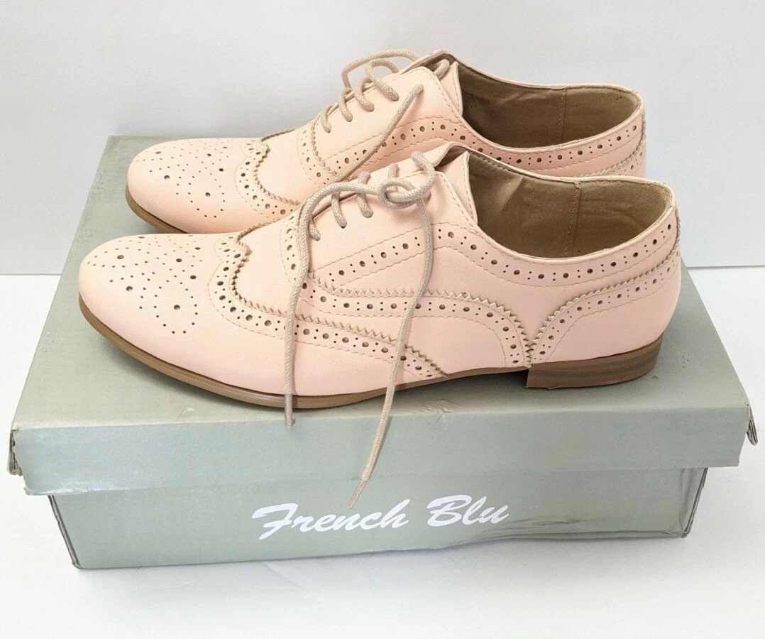 French Blu Sky Blue Laurel Leather Wingtips Flats Women s Size 37 NEW in BOX
