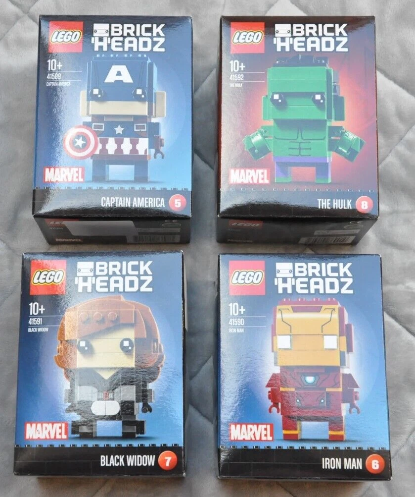 BrickHeadz Marvel 41590 41591 41592 Cpt. America Iron-Man Widow Hulk | eBay