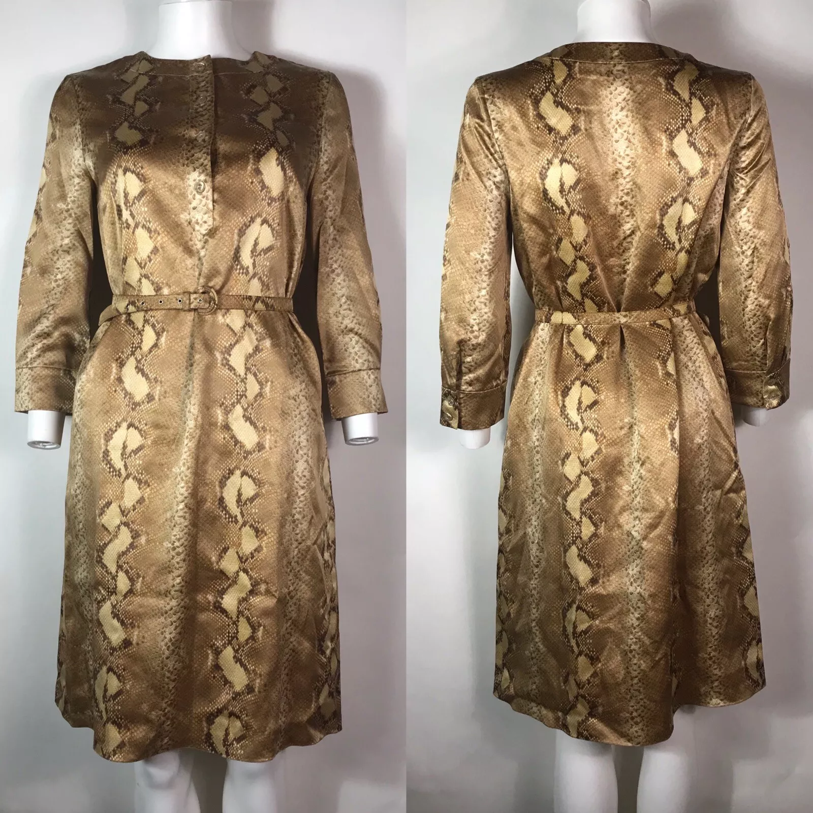 Robe imprimée en peau de serpent marron vintage Christian Dior par John Galliano ceinture FR38