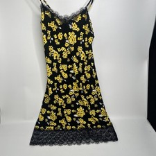 Michael Kors Dress Black Yellow Floral Straps Short Sleeve Size S Small B2