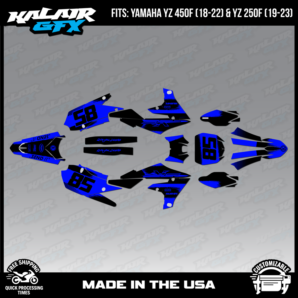 Graphics Kit for Yamaha YZ450F (2018-2022) and YZ250F (2019-23