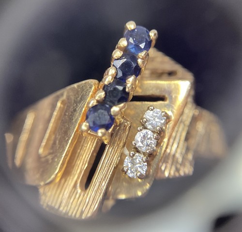 Anillo Estate Retro Moderno Diamante Oro Amarillo 14k Personalizado Raro 6 3/4 - Imagen 4 de 18