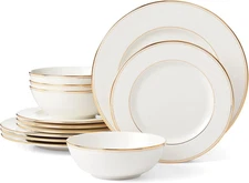 895706 Federal Gold 12-Piece Dinnerware Set, Service for 4
