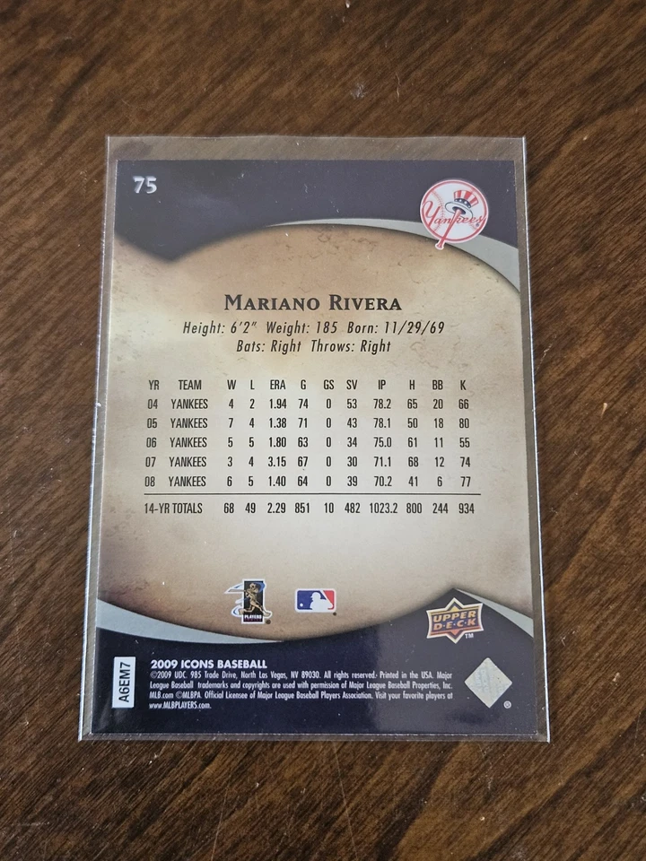 Mariano Rivera 2009 Upper Deck Icons #75 New York Yankees Baseball Card - Image 2 of 2
