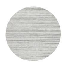 6'x6' Gray Hand Loomed Undyed Natural Wool Modern Design Round Rug R64985