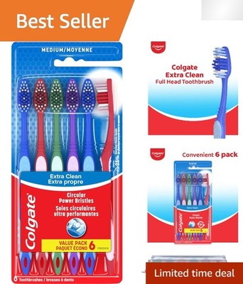 Colgate Extra Clean Medium Toothbrush Pack of 6 - Ergonomic Comfort & Deep Clean