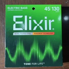 Elixir Nanoweb 5-String Bass Set, Nickel, Light 45-130