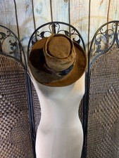 Vintage Henschel Brown Suede Hat with Feathers Size M