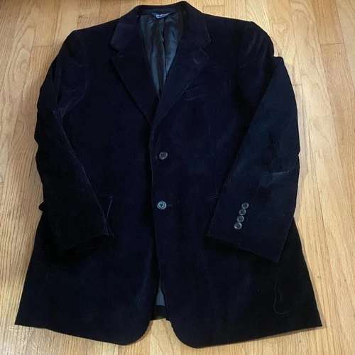 Stafford Men's 40R Black Cotton Corduroy 2 button Sport Coat Blazer Lined - product listing photo