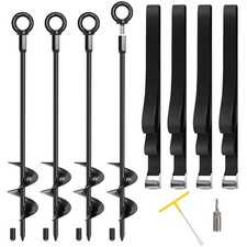 Trampoline Stakes, 4 Pack 18" Trampoline Anchors High Wind Heavy Duty Kit, Gr...