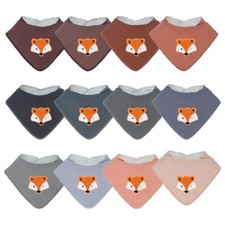 12 PCS Muslin Baby Bandana Drool Bibs Unisex Boys Girls Soft Absorbent