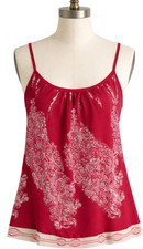Cabi Township Cami Tank Top Womens Medium Red White Floral Spaghetti Strap 162
