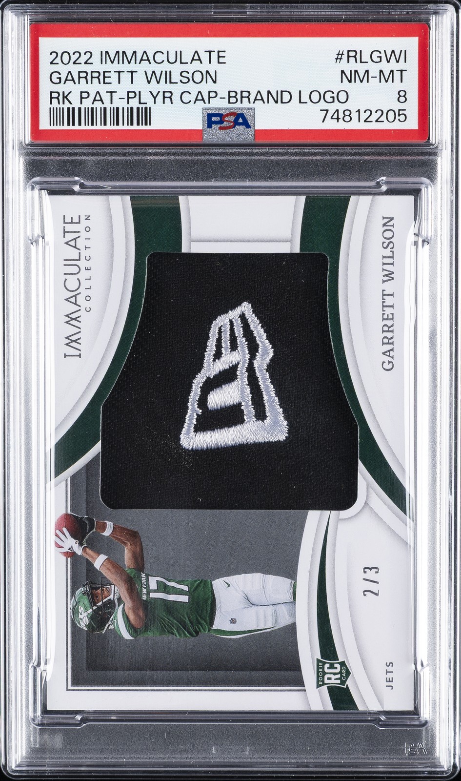 Garrett Wilson Panini Immaculate Collection Rookie Logos #RLGWI Player Caps-Brand Logo