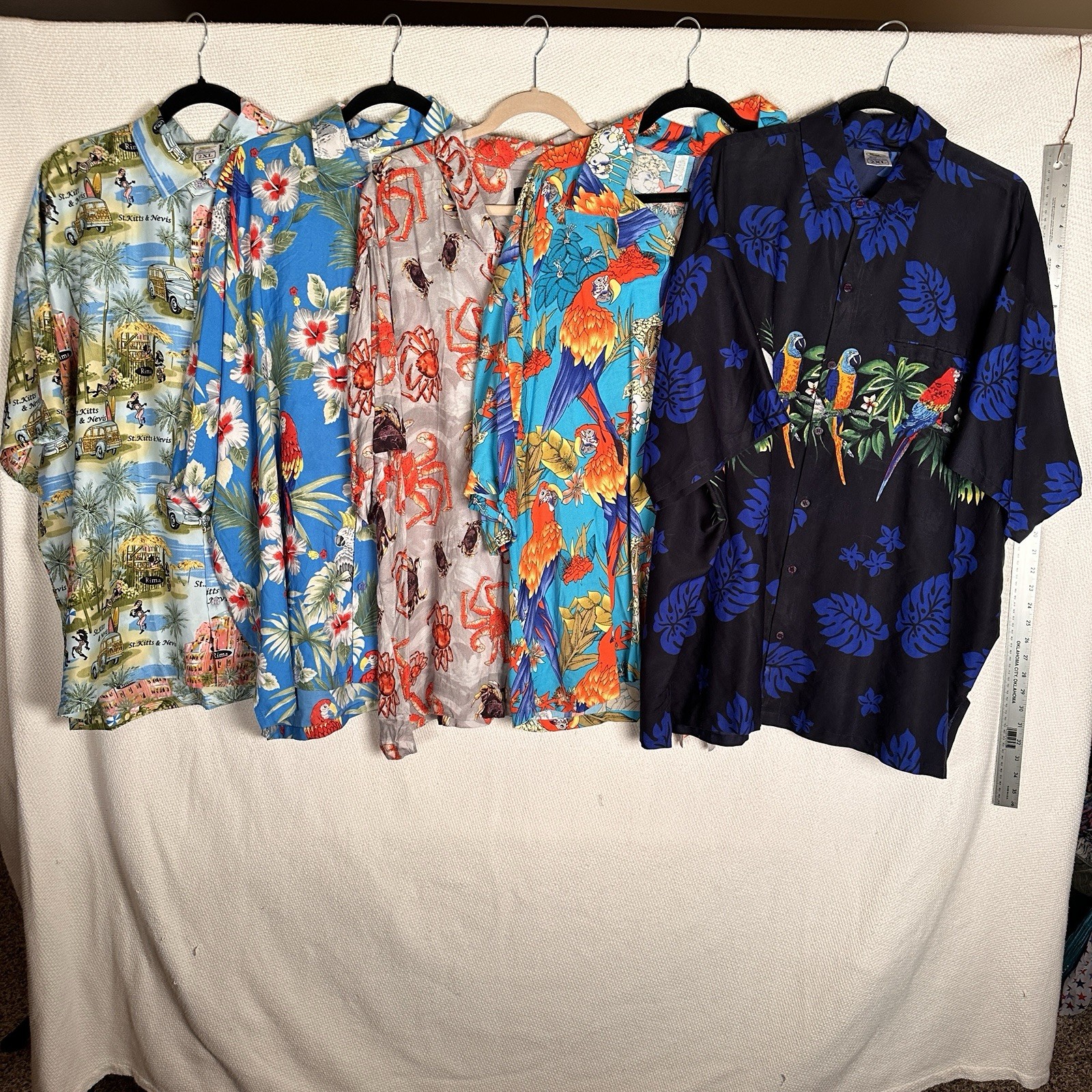 Lot 5 Hawaiian Shirts Mens 2XL Tropical Aloha Button Up Rima