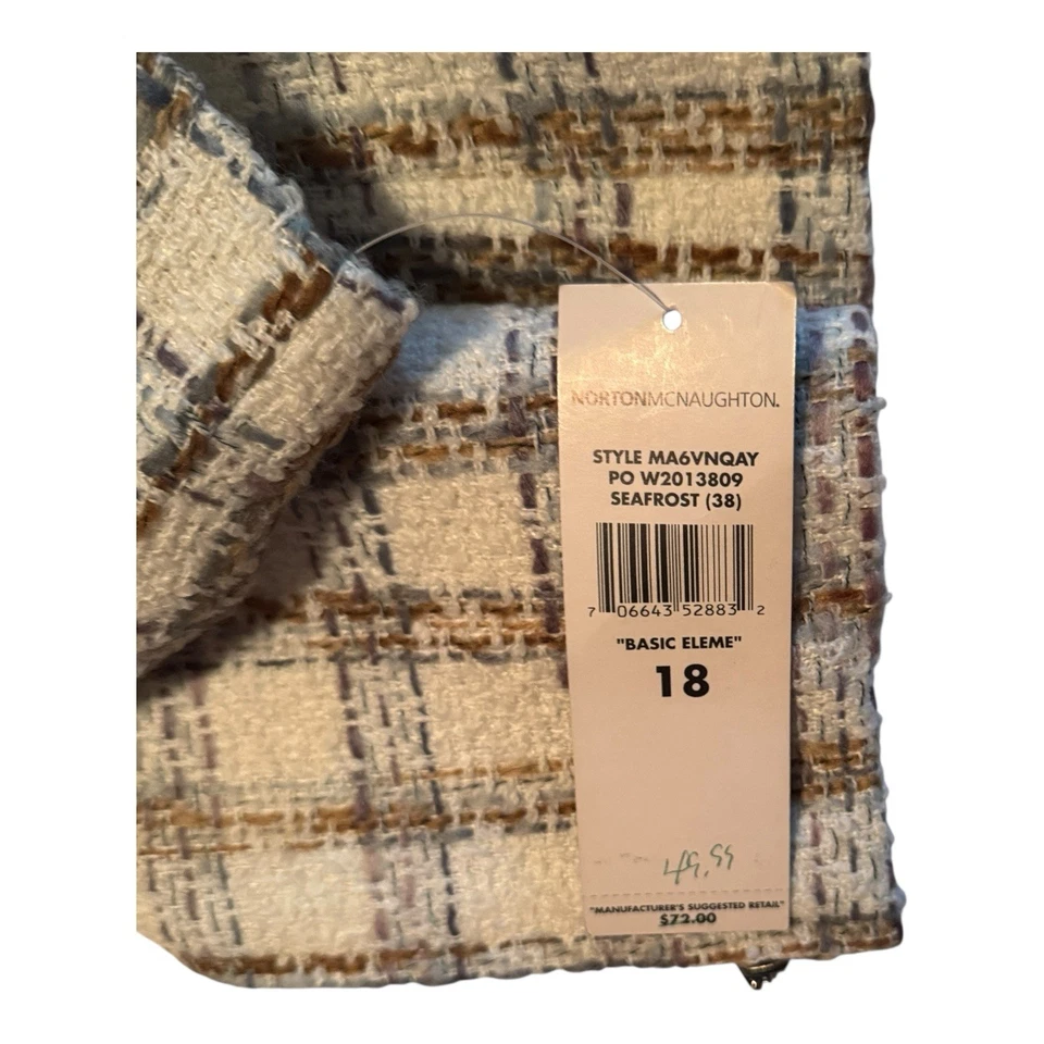 Chaqueta a Cuadros Norton McNaughton Para Mujer Talla 18 Azul Crema Taupe Cottage Core Nueva Con Etiquetas Foto 4 de 4