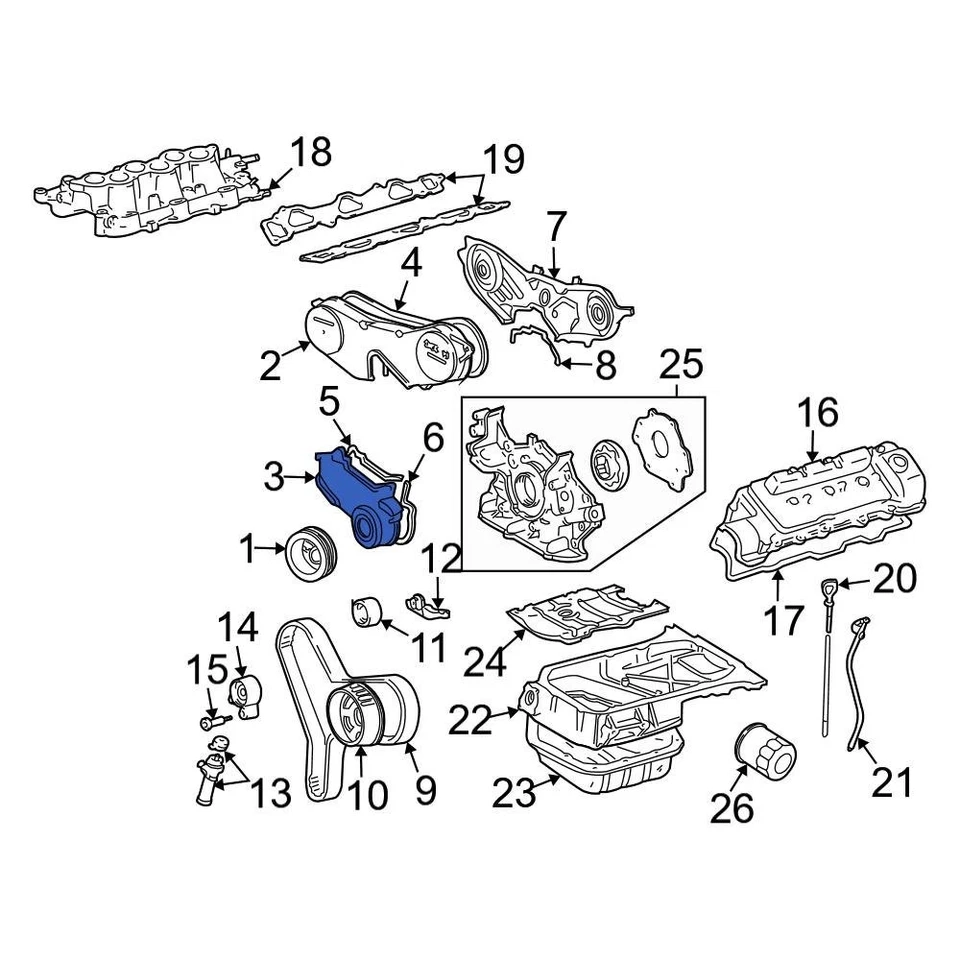 For Toyota Camry 1999-2001 Toyota 113020A020 Lower Engine Timing Cover Foto 4 de 4