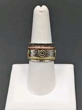 READ YS Sterling Silver Brass Copper Accent Swirl Concave 3 Spinner Band Ring
