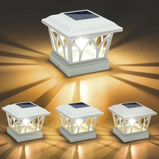 VOLISUN Solar Post Cap Lights Outdoor 4Pack, with Edison LED Bulbs, 2 Brightness