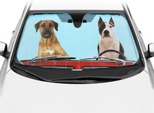 2 Dogs Driving Folding Car Windshield Sun Shade with 2 S Color: 2 Dogs Driving