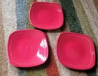TWO Contemporary Fiesta 7" Square Salad/Dessert Plates - SCARLET
