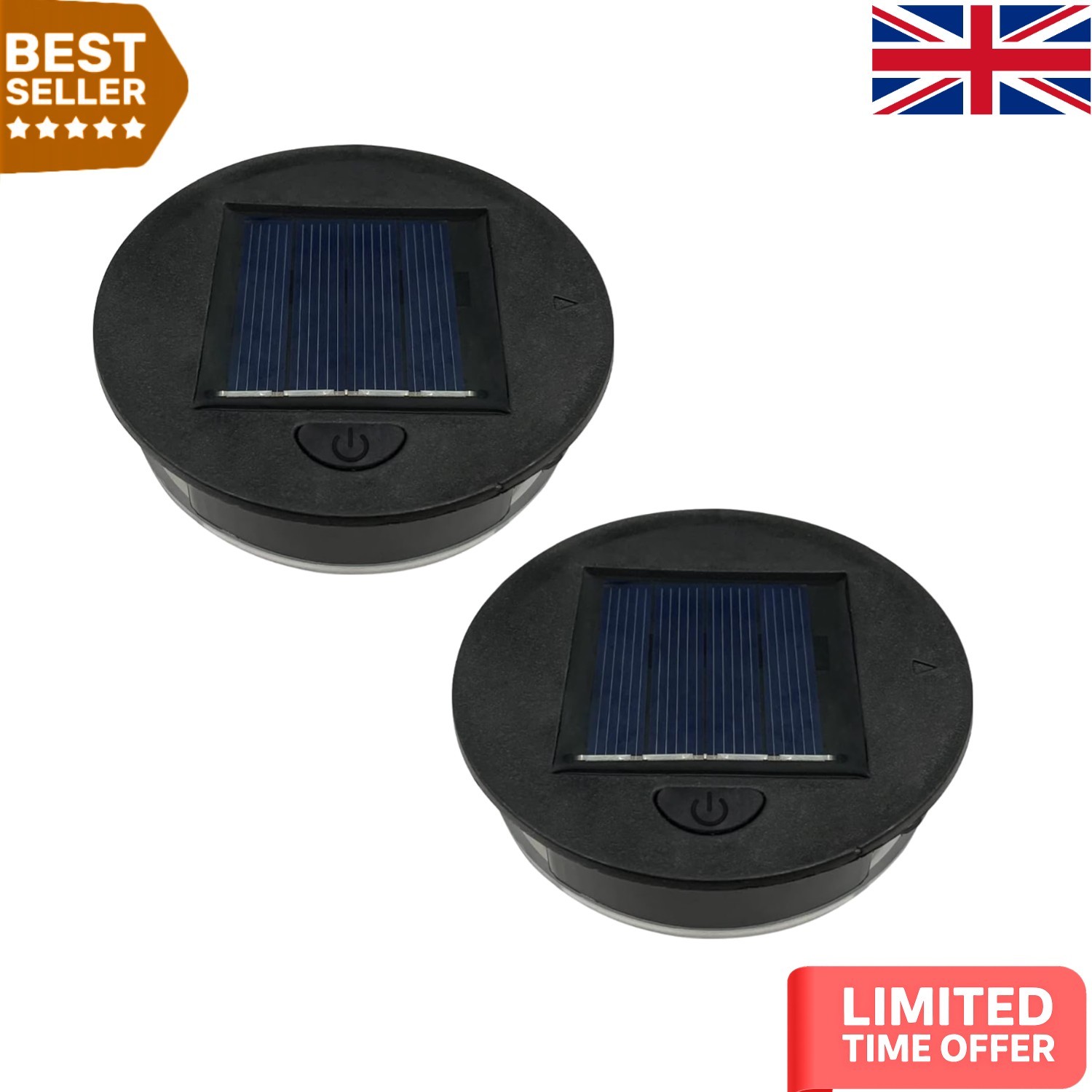 Pack of 2 Solar Powered Replacement Tops - 8CM LED Lantern Bulbs for Outdoors