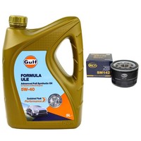 MotoröL Set Gulf Formula ULE 5W-40 5 Liter + ÖLfilter FüR Fiat Nissan Renault