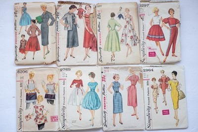 1950s Vtg Simplicity Patterns lot of 8 Misses/Junior size 10-11 Bust 29/31