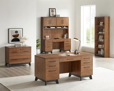 Modern Wood Lateral File Drawer Fully Assembled Rich Medium Brown