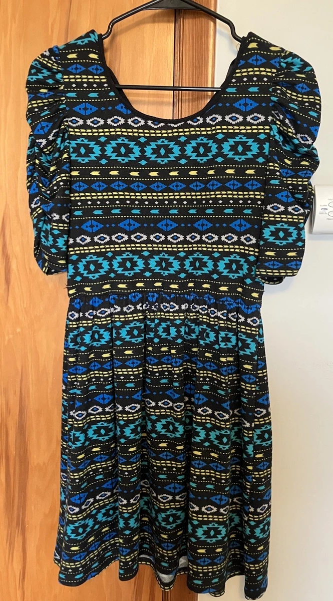 white christmas dresses Womens Traditional Embroidered Manta Dress Floral Aztec Black main image 0