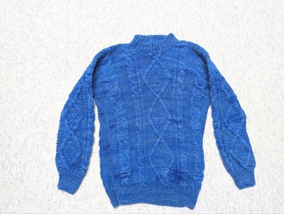 vintage HANDMADE chunky knit FISHERMAN sweater XL tall long ARAN irish wool