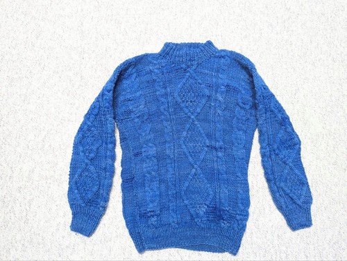 vintage HANDMADE chunky knit FISHERMAN sweater XL tall long ARAN irish wool - Image 1