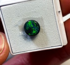 1.2 carat Lightning Ridge Black Opal Round Australian Cabochon Green fire EO1096