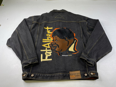 Vintage FUBU Platinum Jean Jacket Mens XXL Black Denim Fat Albert Y2K Hip Hop