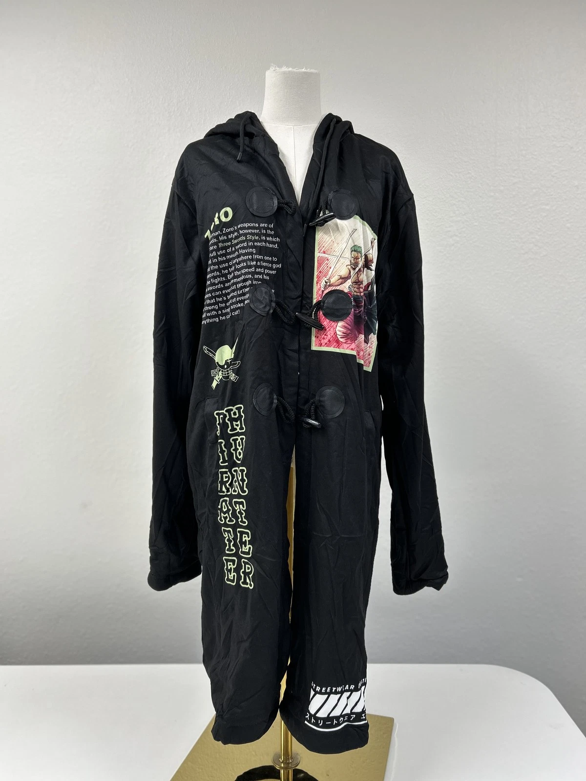 Anime Ape One Piece Zoro Pirate Hunter Reversible Snuggle Coat Jacket Size S image 1