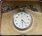 Waltham Nickel Chrome Antique Pocket Watch 7 Jewels 1916 With Chain! Works!