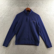 Ted Baker London Sweater Mens 3 Large Blue Textured 1/4 Zip Knit Pullover