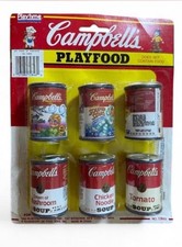 Vintage 1991 Playtime Campbell's Playfood 6 Soup Cans Tyco Toys NEW NOS