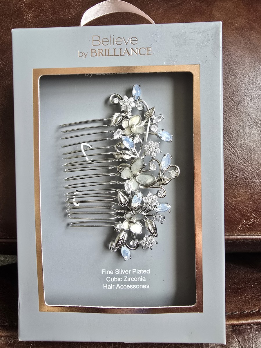 Fine silver plated cubic zirconia hair accessories Believe by Brilliance Silver-Plated Hair Coils with Star  main image 4