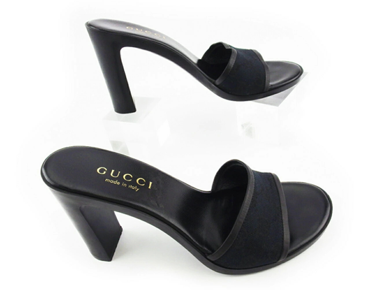 GUCCI Sandals GG Canvas #36C Chky Heel Black Men's Brand High Brand Vintage thumbnail 6