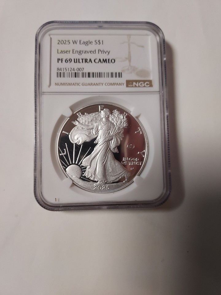2025-W Proof Silver Eagle $1 – Army Privy Mark, NGC PF69UC Brown Label 250th Anniversary