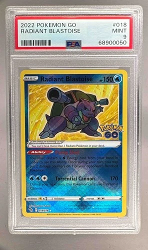 68900050 Radiant Blastoise 2022 Pokemon Sword & Shield Pokemon GO #018 PSA 9