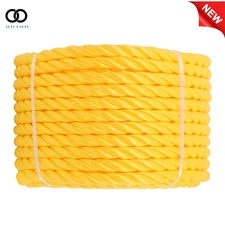 1/2" × 100 Feet Twisted 3-Strand Orange Yellow Polypropylene Rope Barrier Rope