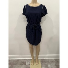 GAP Dress Navy Blue Embroidered Sleeve Belted Shift Dress Women's Size XS