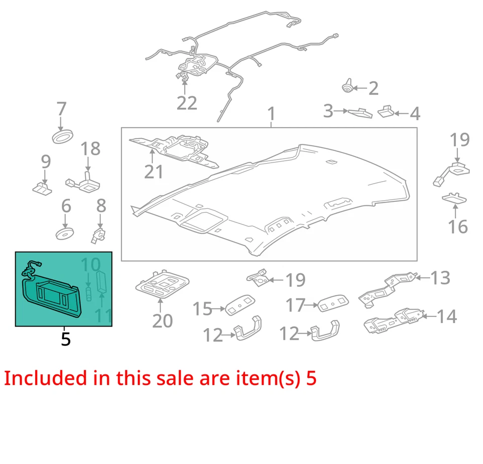 Parasol gris iluminado para conductor LH sedán Cadillac CTS 2014-2019 sedán Foto 4 de 4