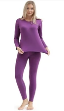 PISIQI Thermal Underwear Women Ultra-Soft Long Johns Set Base Layer XSPurple New