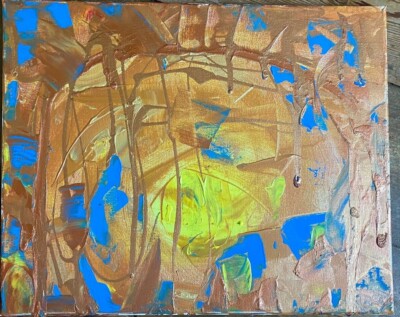 Abstract Composition from Gallery Estate Collector Modern Art Blue-Yellow